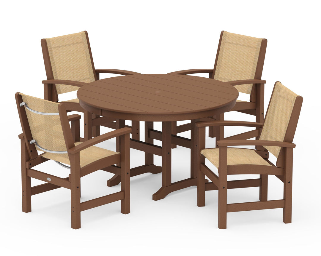 POLYWOOD® Coastal 5-Piece Round Farmhouse Dining Set