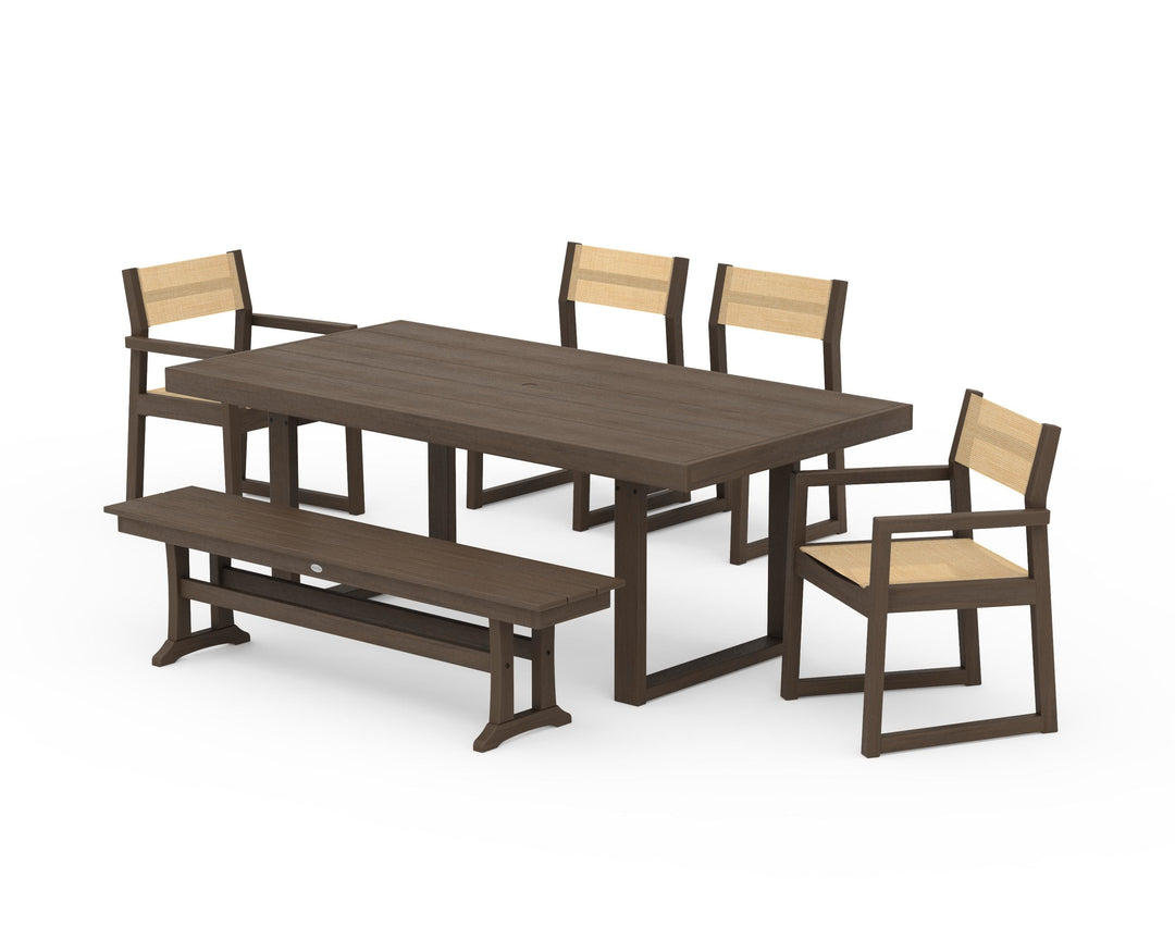 POLYWOOD® EDGE Sling 6-Piece Dining Set with Bench