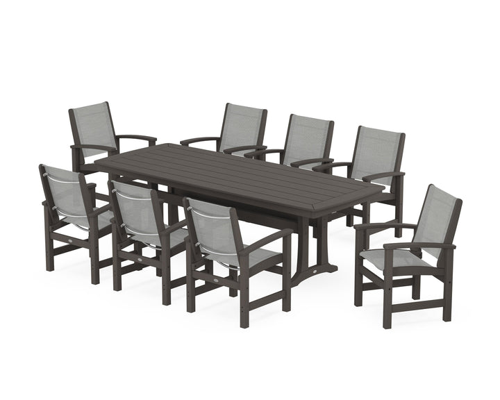 POLYWOOD® Coastal 9-Piece Dining Set with Trestle Legs