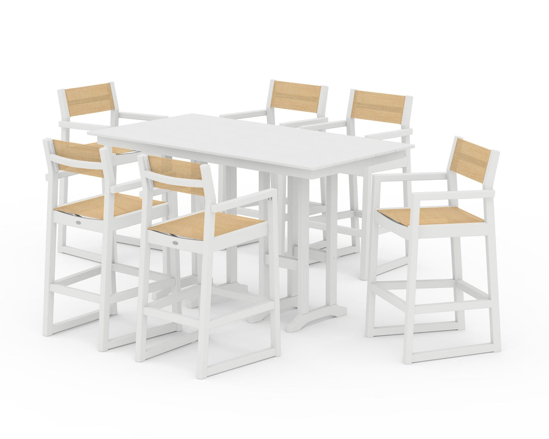 POLYWOOD® EDGE Sling Arm Chair 7-Piece Farmhouse Bar Set