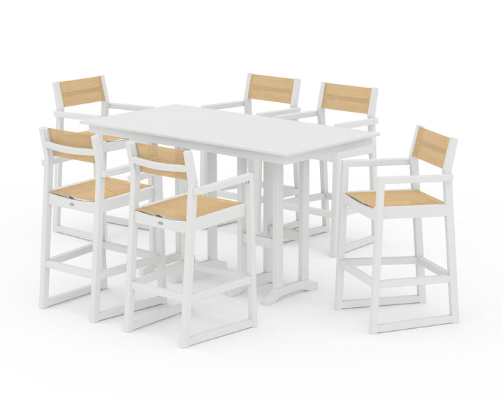 POLYWOOD® EDGE Sling Arm Chair 7-Piece Farmhouse Bar Set