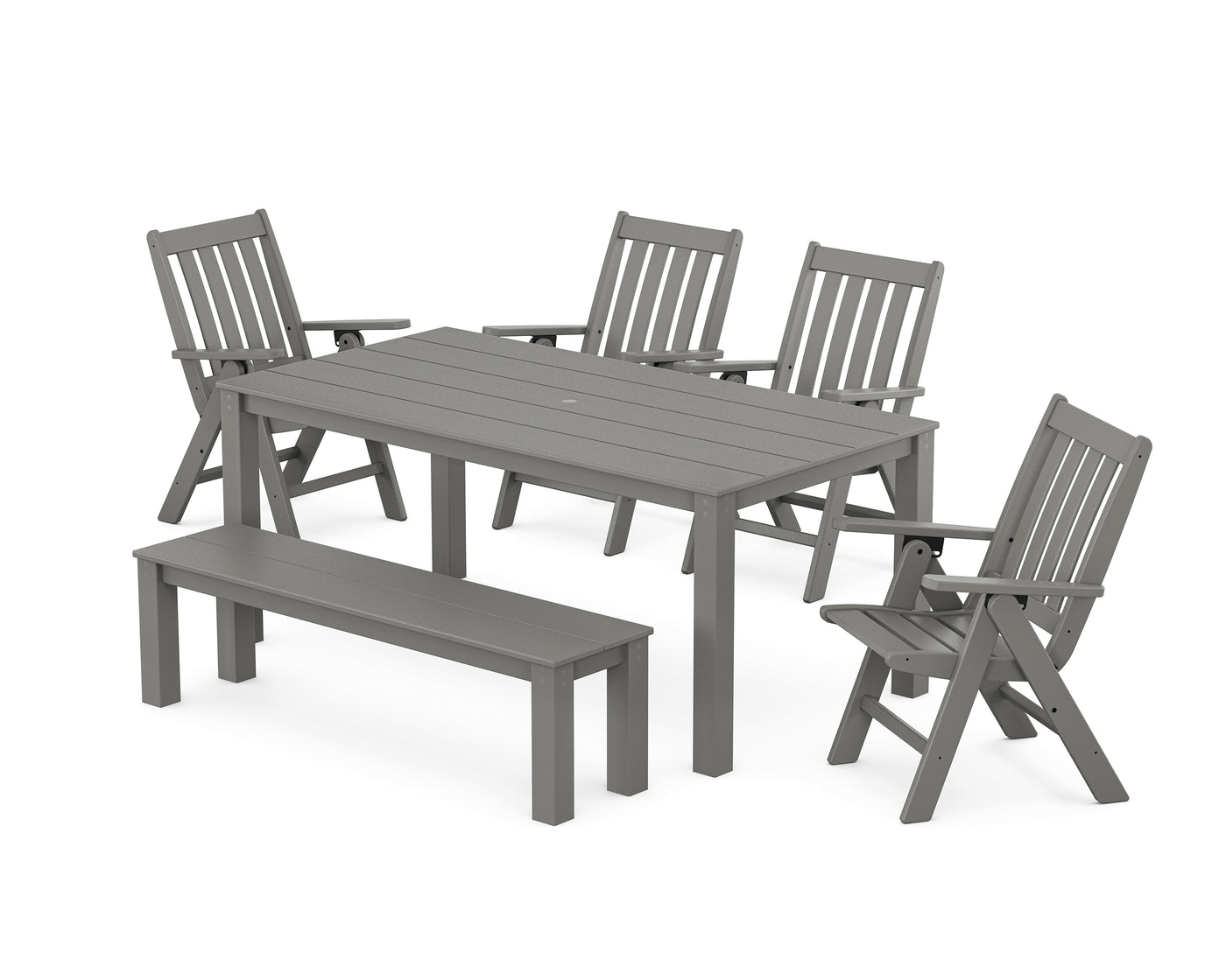 Vineyard Folding Chair 6-Piece Parsons Dining Set with Bench