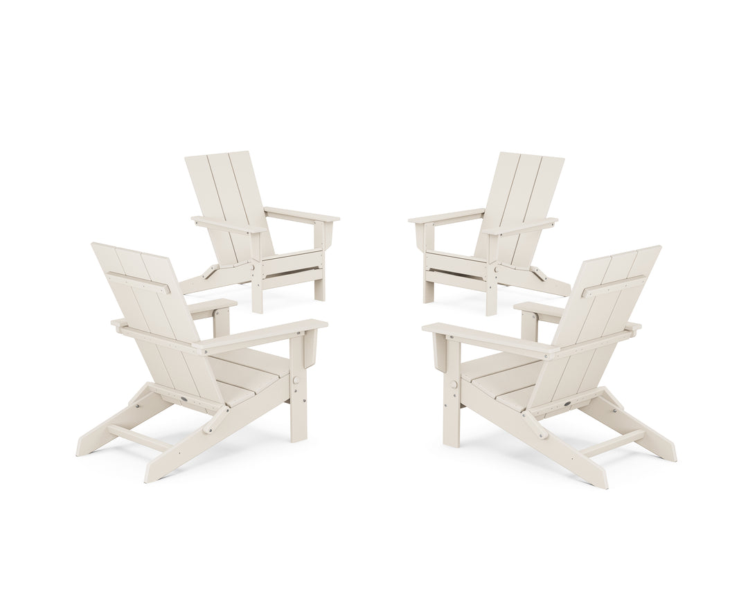 POLYWOOD® 4-Piece Modern Studio Folding Adirondack Chair Conversation Set