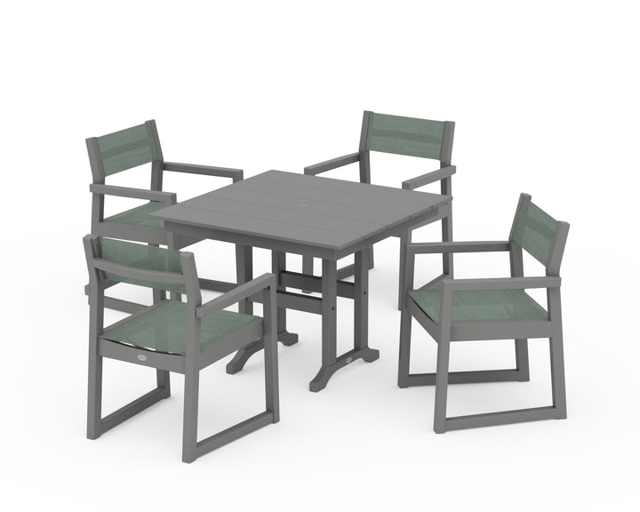 POLYWOOD® EDGE Sling Arm Chair 5-Piece Farmhouse Dining Set