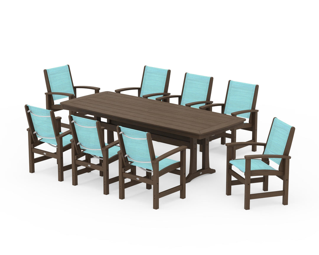 POLYWOOD® Coastal 9-Piece Dining Set with Trestle Legs