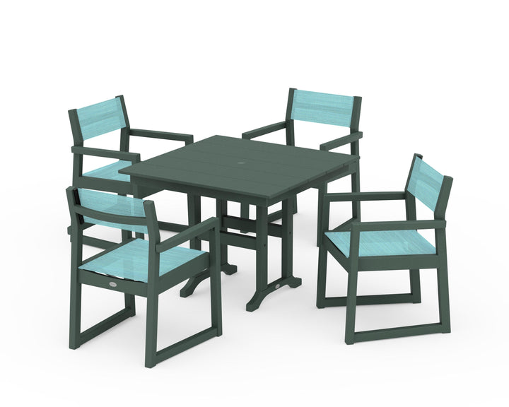 POLYWOOD® EDGE Sling Arm Chair 5-Piece Farmhouse Dining Set