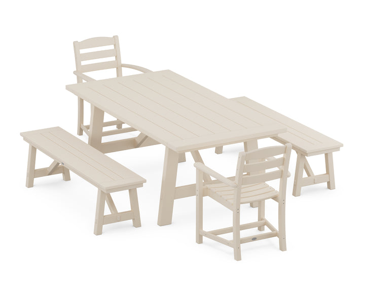 POLYWOOD® La Casa Café 5-Piece Rustic Farmhouse Dining Set With Benches