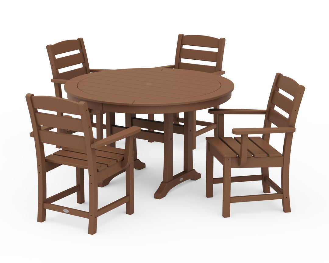 POLYWOOD® Lakeside 5-Piece Round Dining Set with Trestle Legs