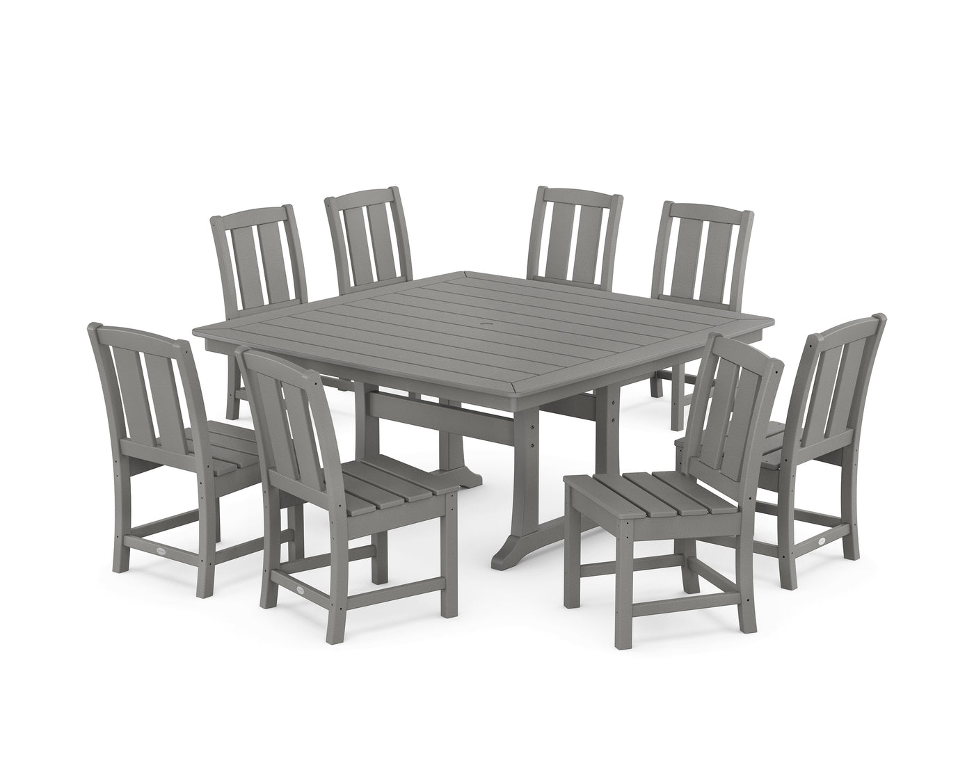 Mission Side Chair 9-Piece Square Dining Set with Trestle Legs