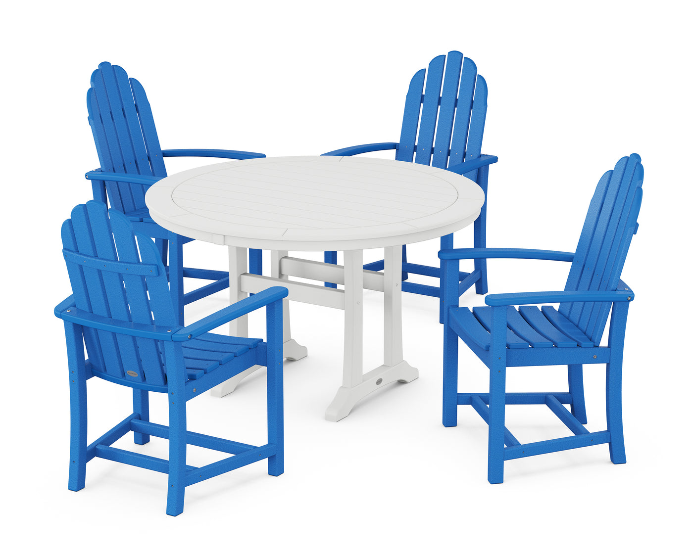 Classic Adirondack 5-Piece Round Dining Set with Trestle Legs