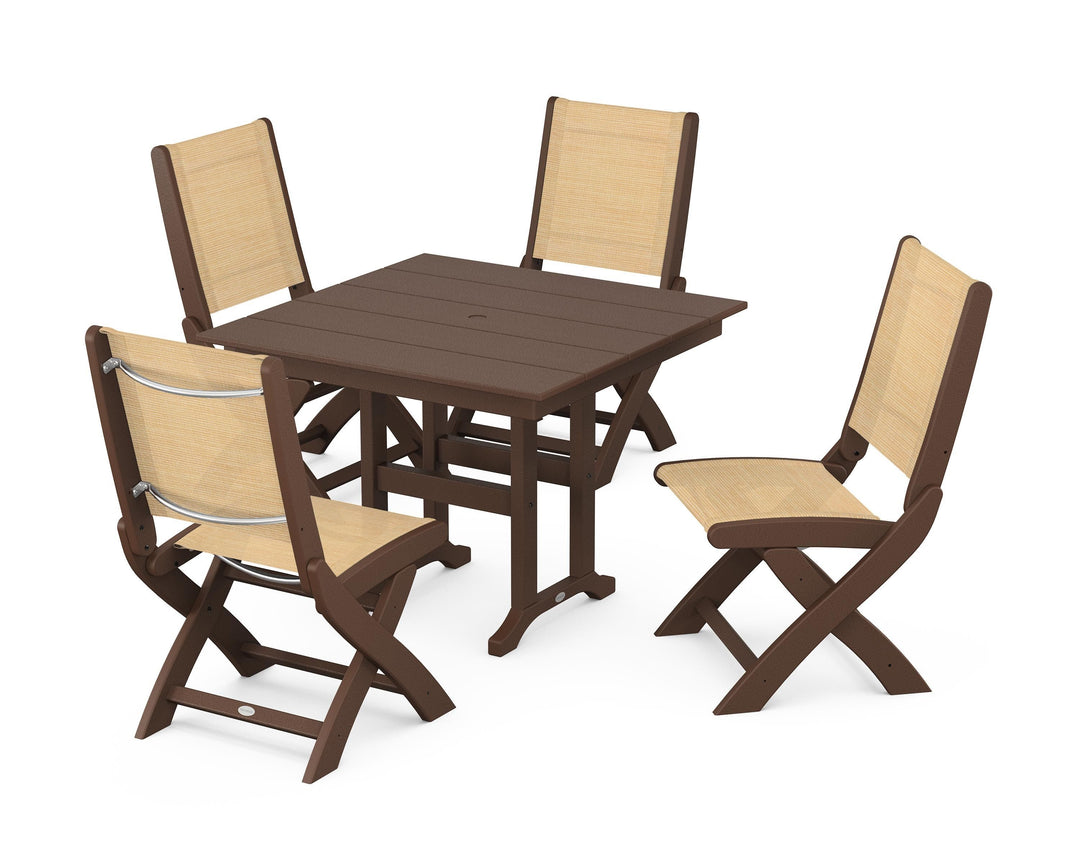 POLYWOOD® Coastal Folding Side Chair 5-Piece Farmhouse Dining Set