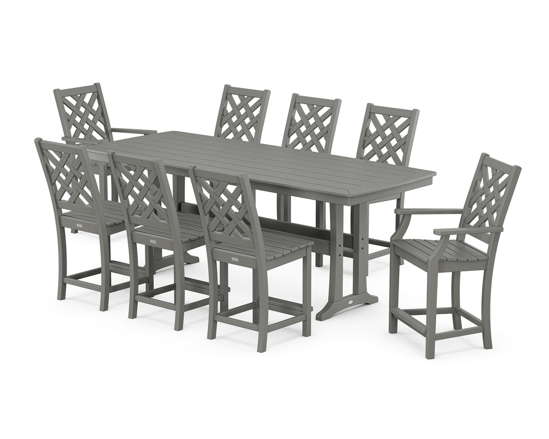 Country Living Wovendale 9-Piece Counter Set with Trestle Legs