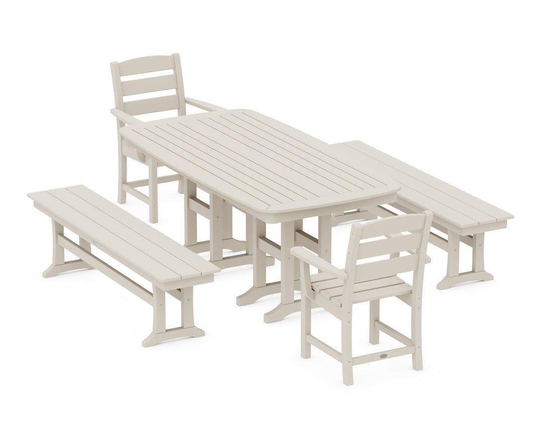 POLYWOOD® Lakeside 5-Piece Dining Set with Benches