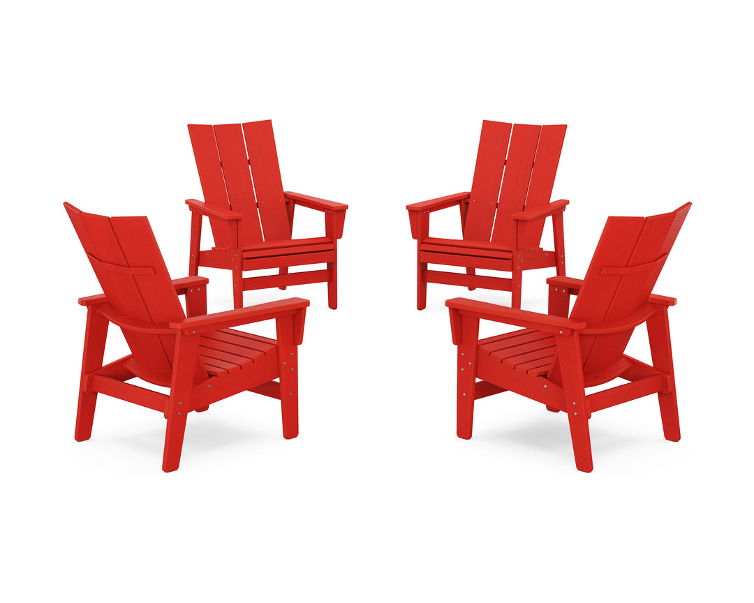 POLYWOOD® 4-Piece Modern Grand Upright Adirondack Chair Conversation Set