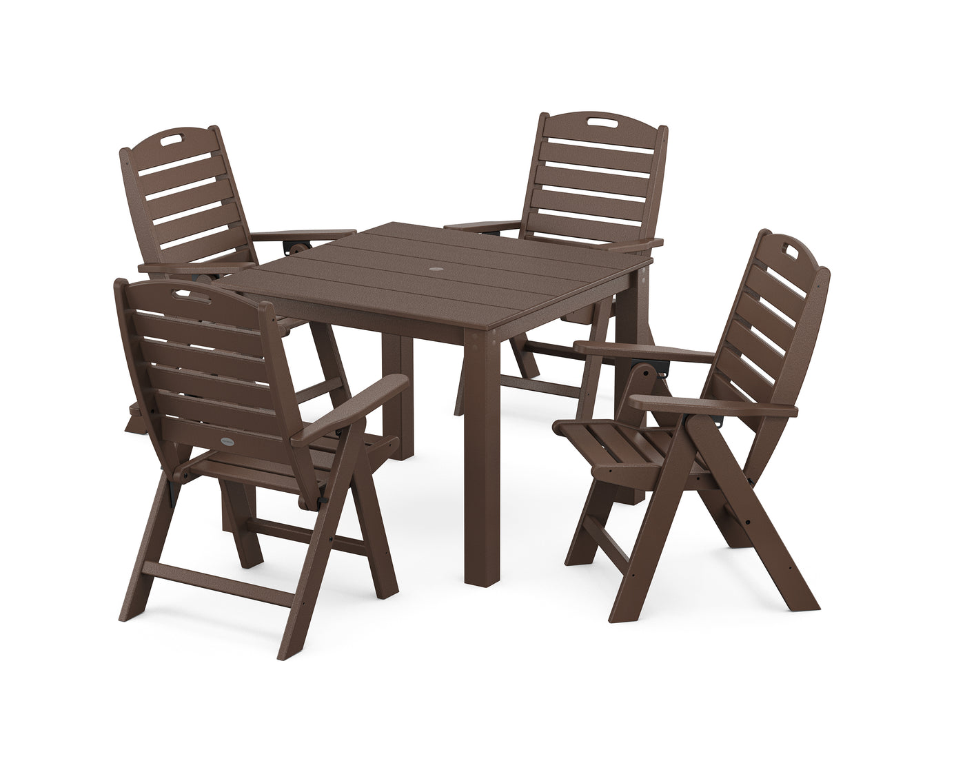 Nautical Folding Highback Chair 5-Piece Parsons Dining Set