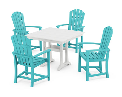 Palm Coast 5-Piece Farmhouse Dining Set With Trestle Legs