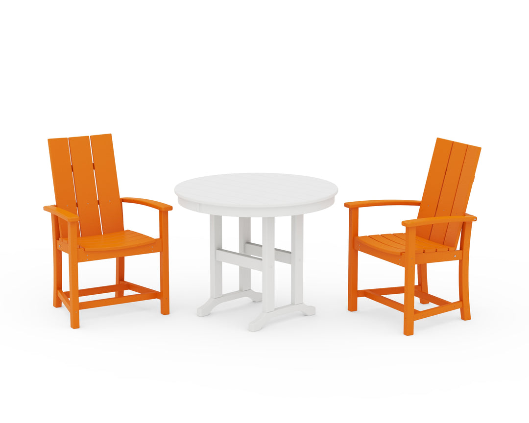 POLYWOOD® Modern Adirondack 3-Piece Round Farmhouse Dining Set