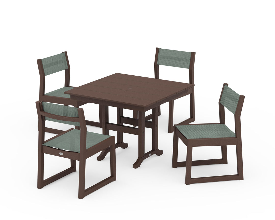 POLYWOOD® EDGE Sling Side Chair 5-Piece Farmhouse Dining Set