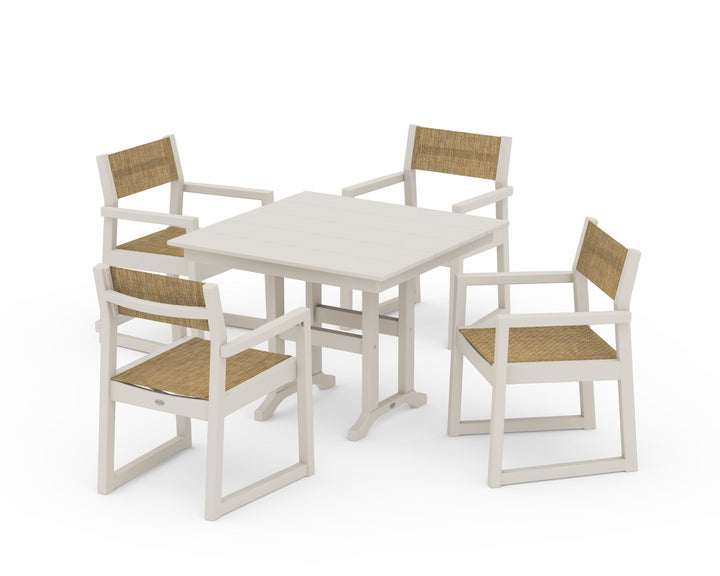 POLYWOOD® EDGE Sling Arm Chair 5-Piece Farmhouse Dining Set
