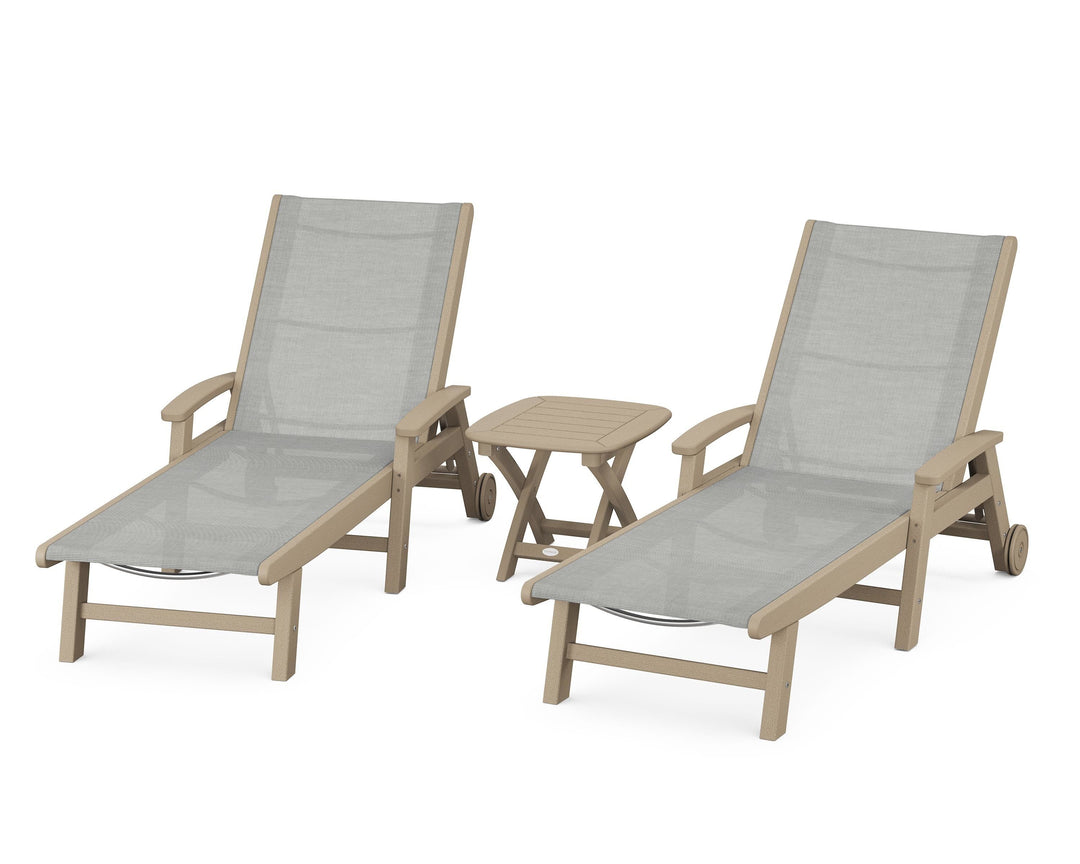 POLYWOOD® Coastal 3-Piece Wheeled Chaise Set