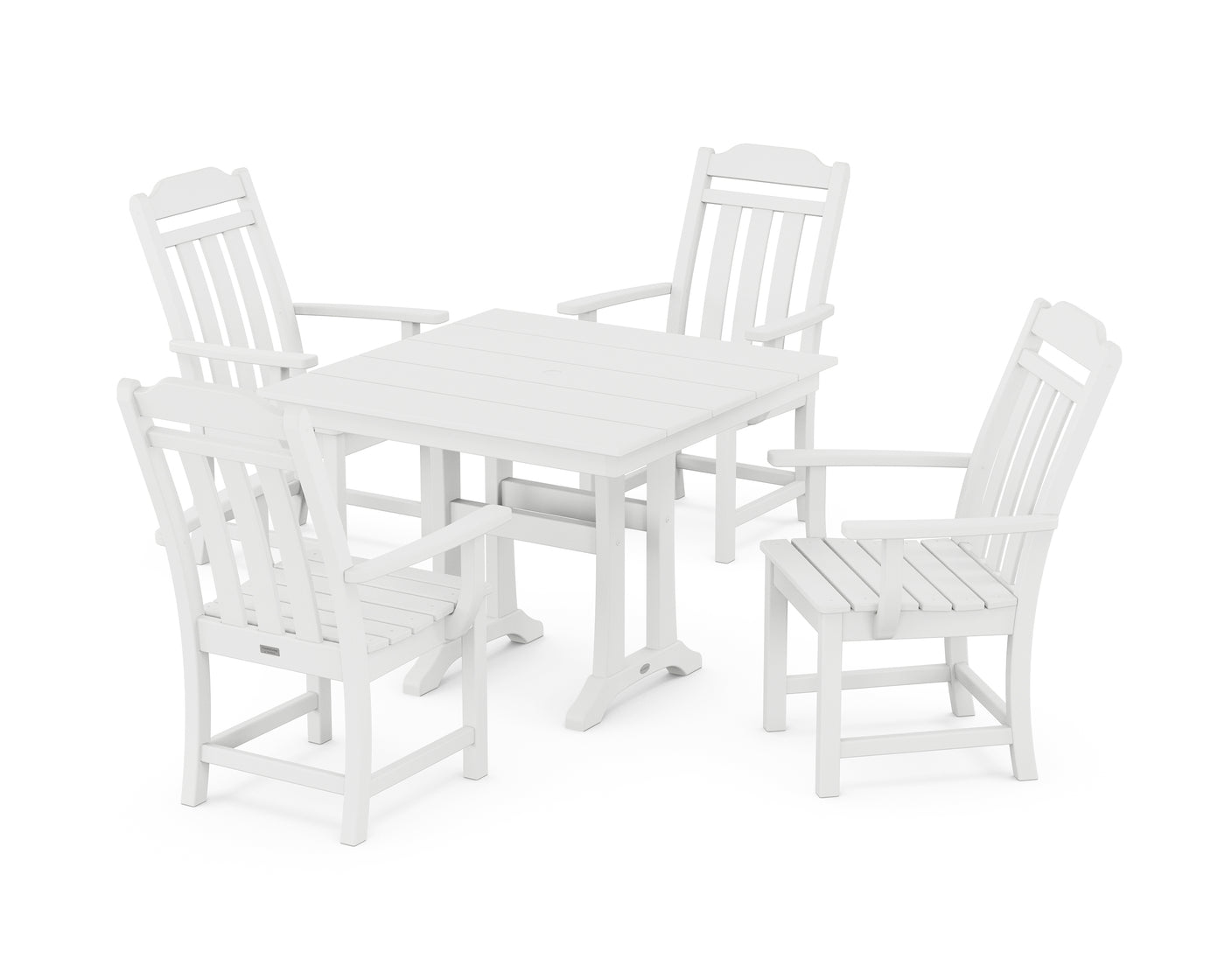 Cottage 5-Piece Farmhouse Dining Set with Trestle Legs