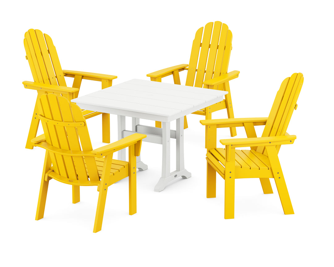 POLYWOOD® Vineyard Adirondack 5-Piece Farmhouse Dining Set With Trestle Legs