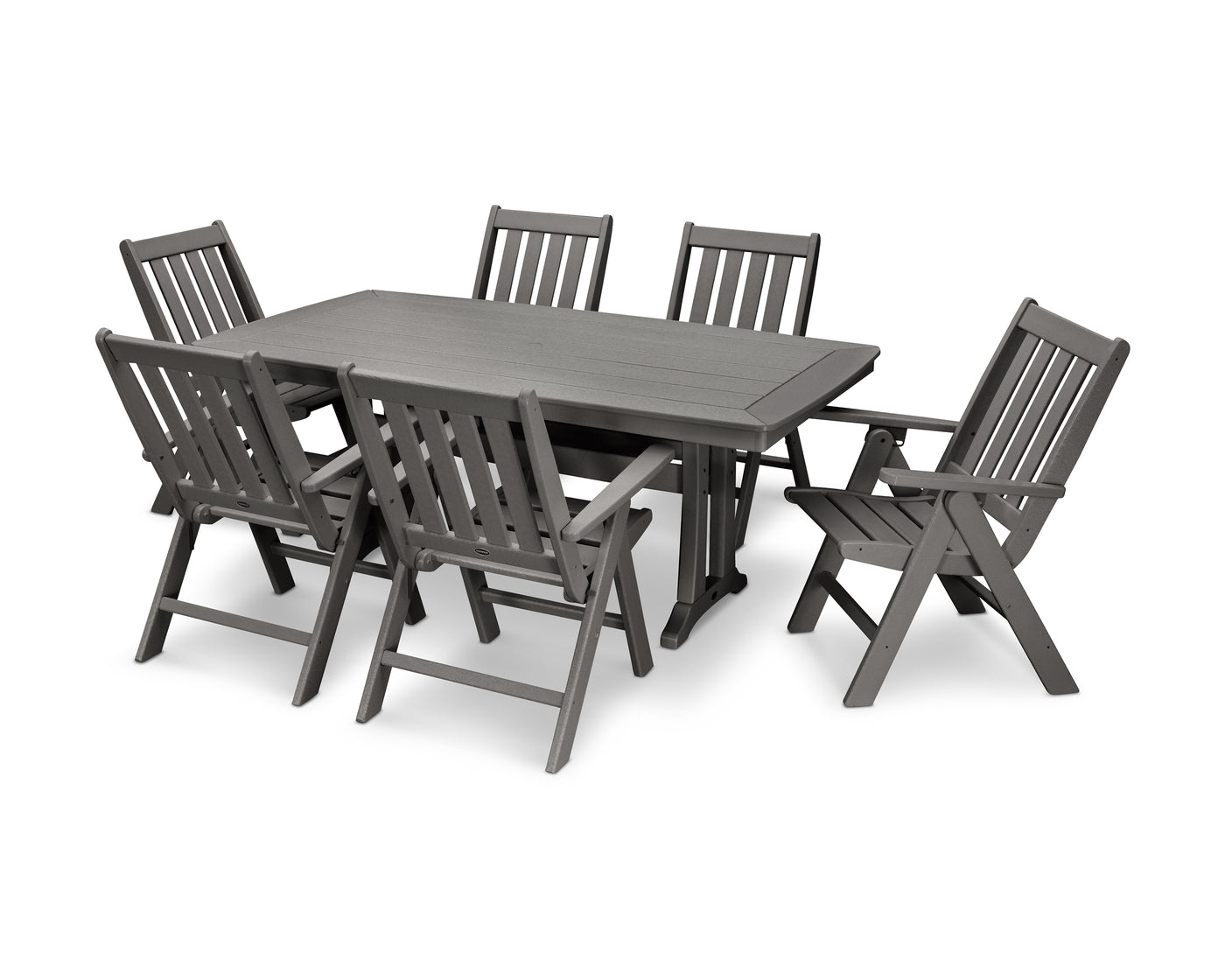 Vineyard Folding Chair 7-Piece Dining Set with Trestle Legs