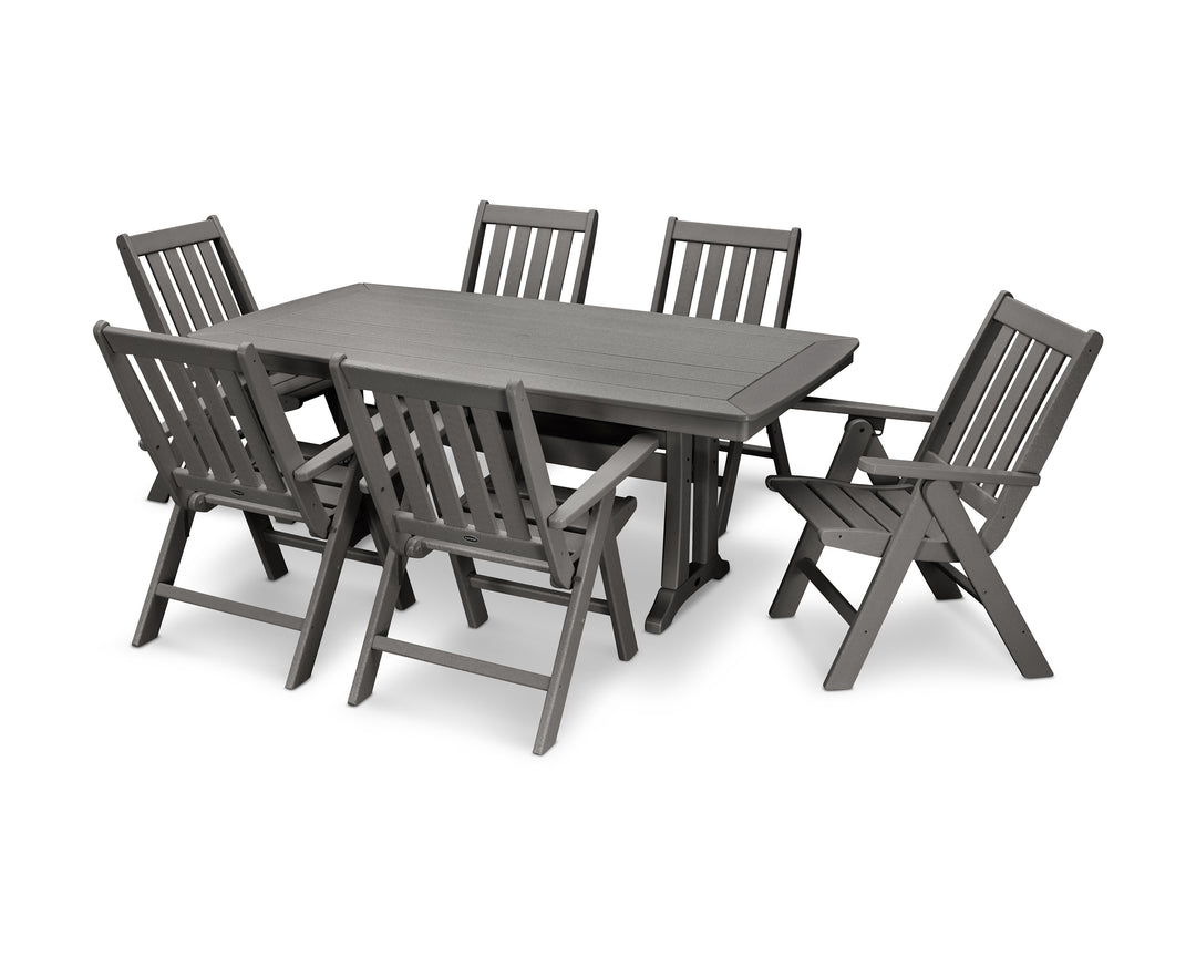 POLYWOOD® Vineyard Folding Chair 7-Piece Dining Set with Trestle Legs