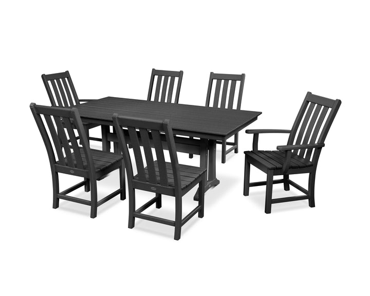 POLYWOOD® Vineyard 7-Piece Farmhouse Dining Set with Trestle Legs