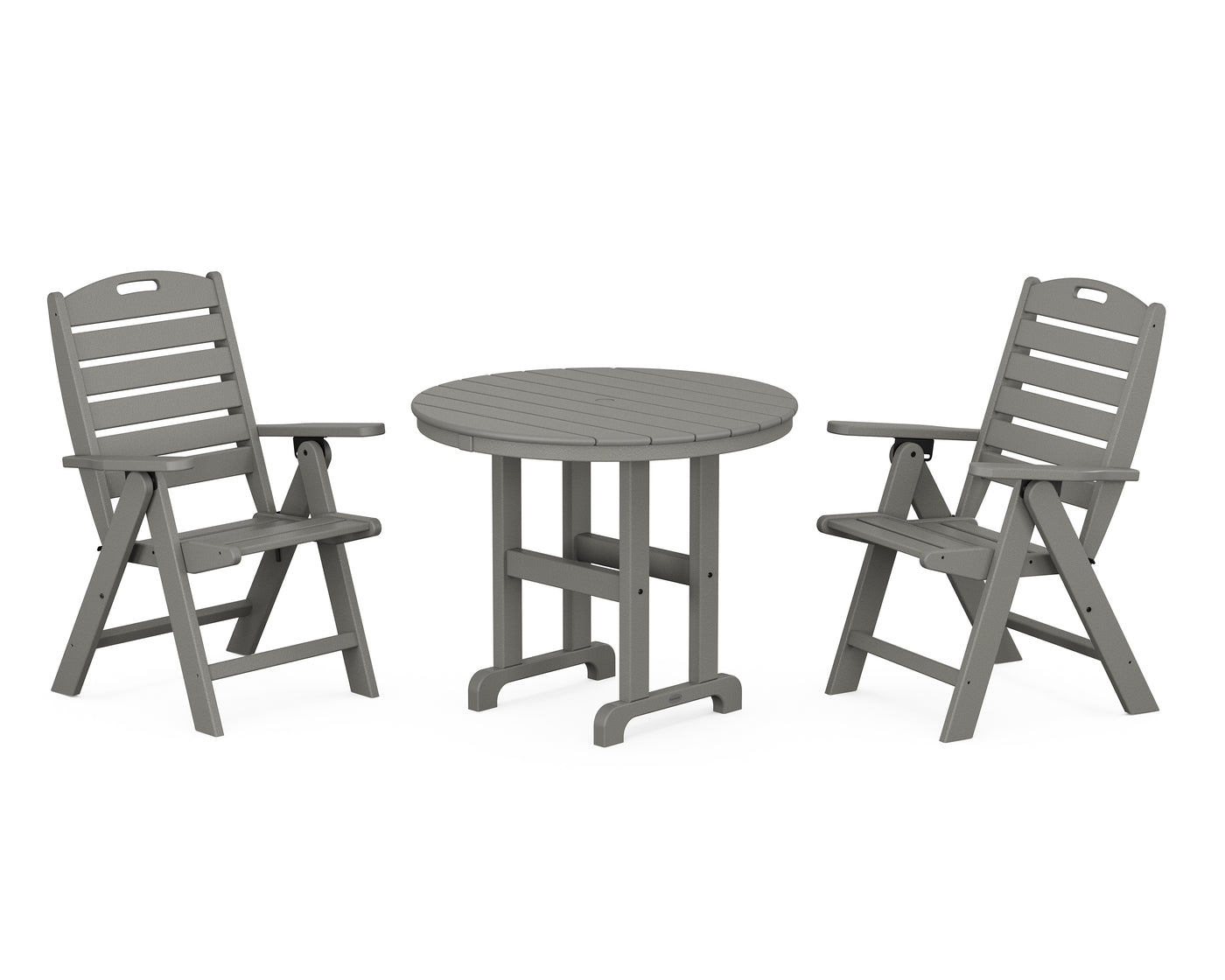 Nautical Folding Highback Chair 3-Piece Round Dining Set