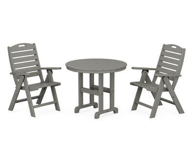 Nautical Folding Highback Chair 3-Piece Round Dining Set