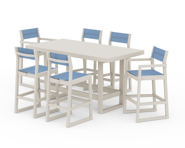 POLYWOOD® EDGE Sling 7-Piece Bar Table Set
