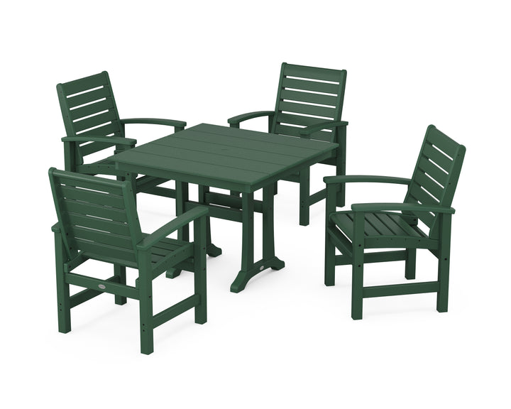 POLYWOOD® Signature 5-Piece Farmhouse Dining Set With Trestle Legs