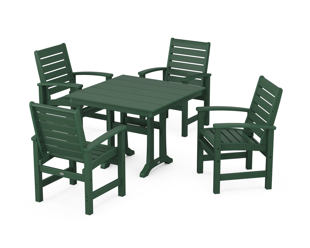 POLYWOOD® Signature 5-Piece Farmhouse Dining Set With Trestle Legs