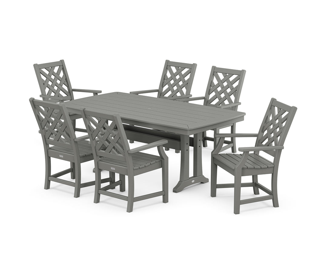 Country Living Wovendale Arm Chair 7-Piece Dining Set with Trestle Legs