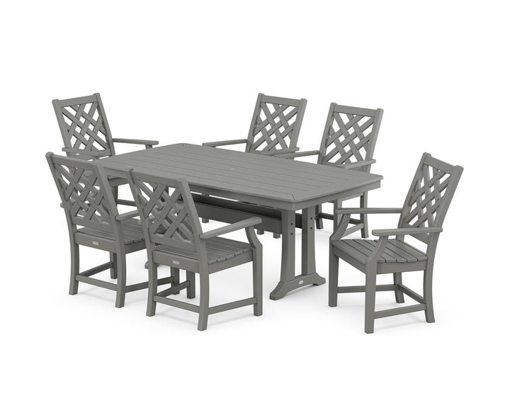Country Living Wovendale Arm Chair 7-Piece Dining Set with Trestle Legs