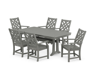 Wovendale Arm Chair 7-Piece Dining Set with Trestle Legs