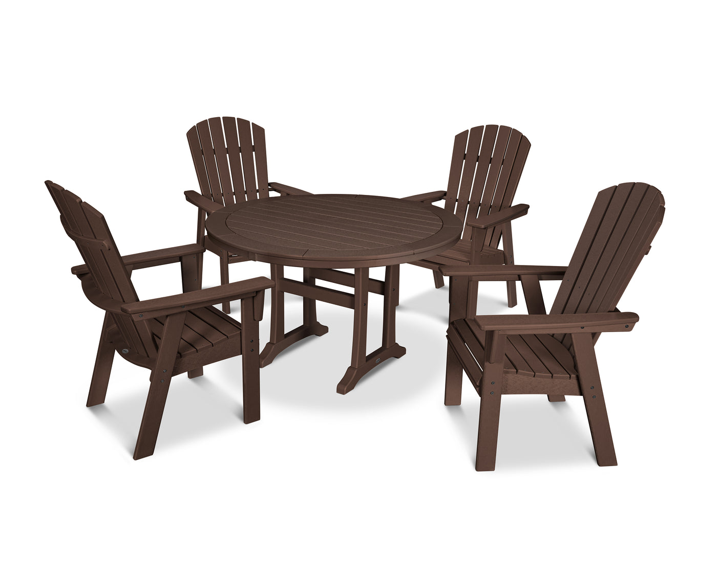 Nautical Curveback Adirondack 5-Piece Round Dining Set with Trestle Legs