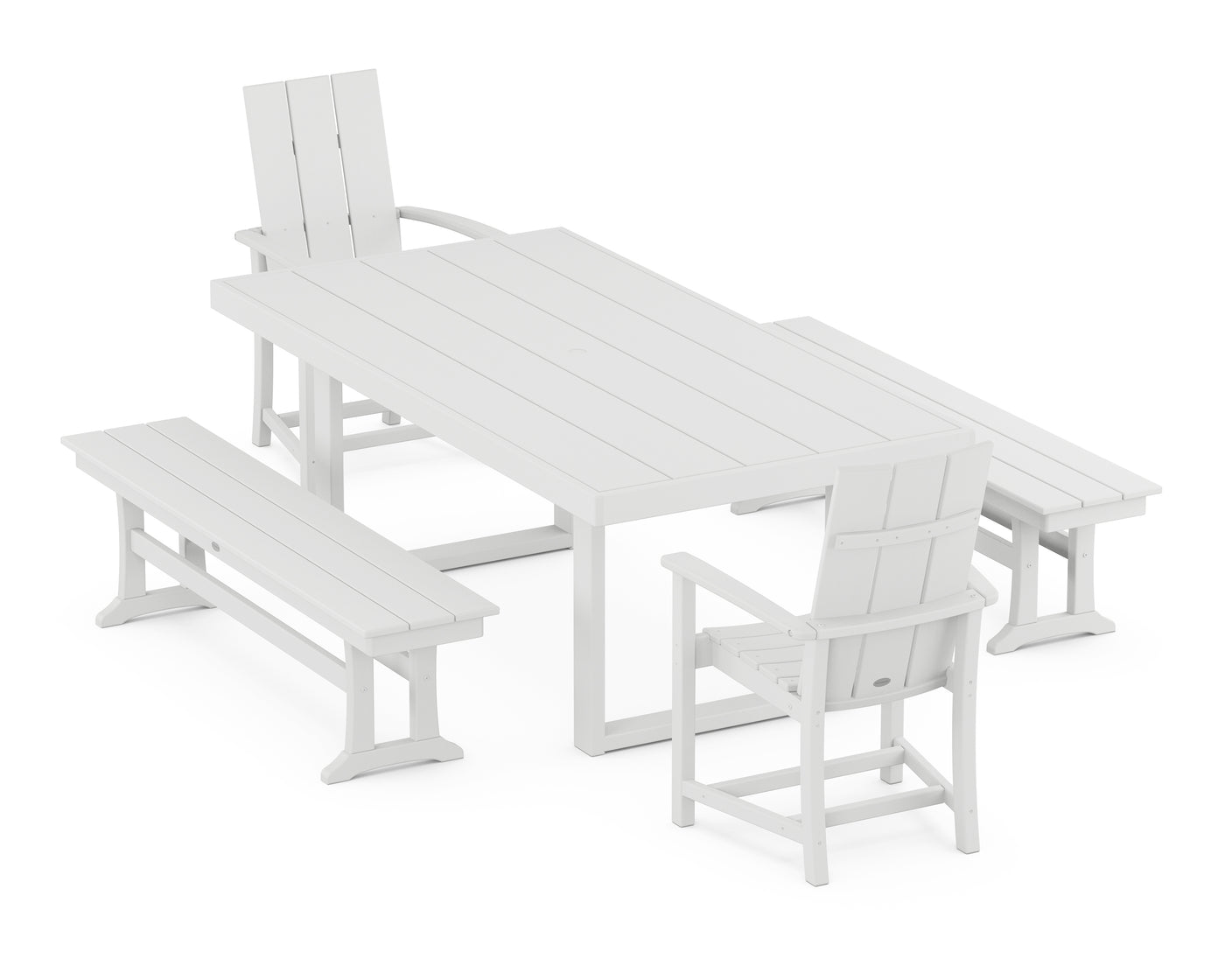 Modern Adirondack 5-Piece Dining Set with Benches