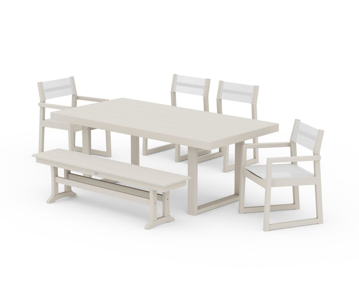 POLYWOOD® EDGE Sling 6-Piece Dining Set with Bench