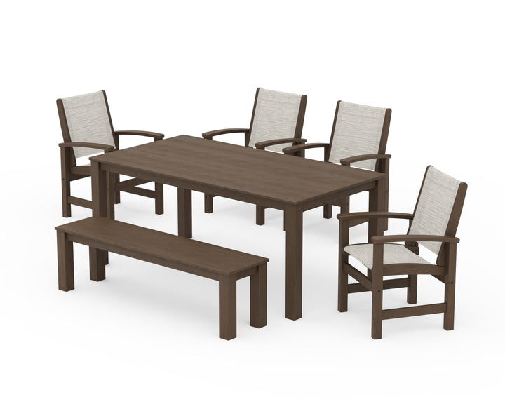 POLYWOOD® Coastal 6-Piece Parsons Dining Set with Bench