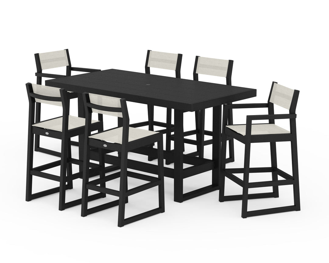 POLYWOOD® EDGE Sling 7-Piece Bar Table Set