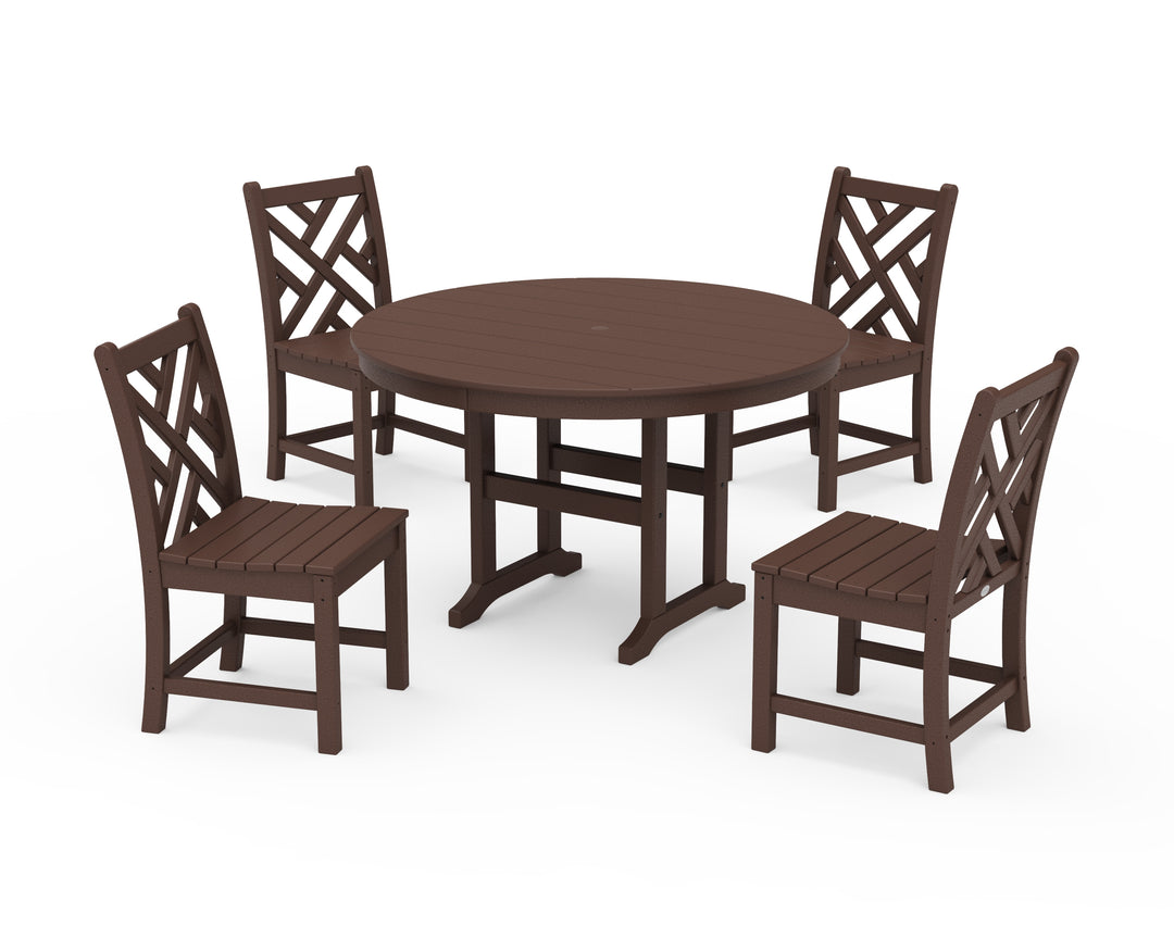 POLYWOOD® Chippendale 5-Piece Round Farmhouse Side Chair Dining Set
