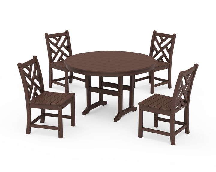 POLYWOOD® Chippendale 5-Piece Round Farmhouse Side Chair Dining Set