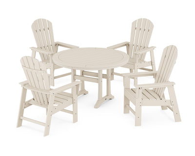 South Beach 5-Piece Round Dining Set with Trestle Legs