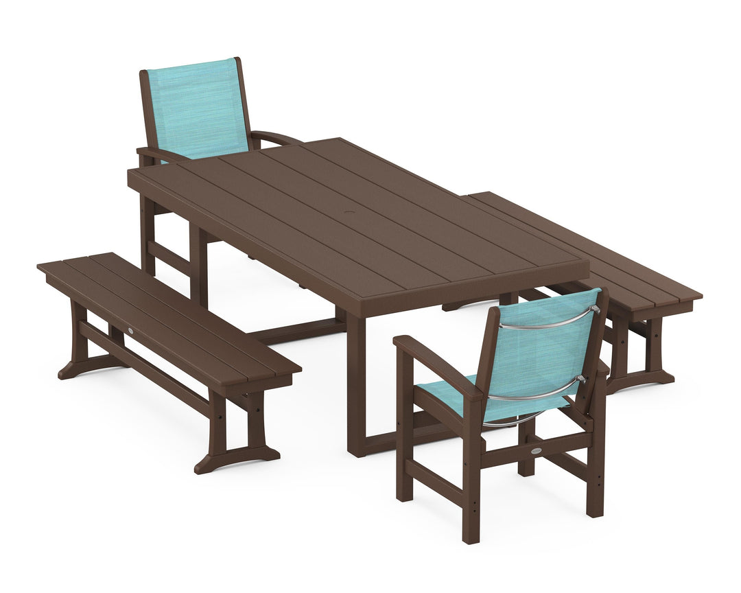 POLYWOOD® Coastal 5-Piece Dining Set with Trestle Legs