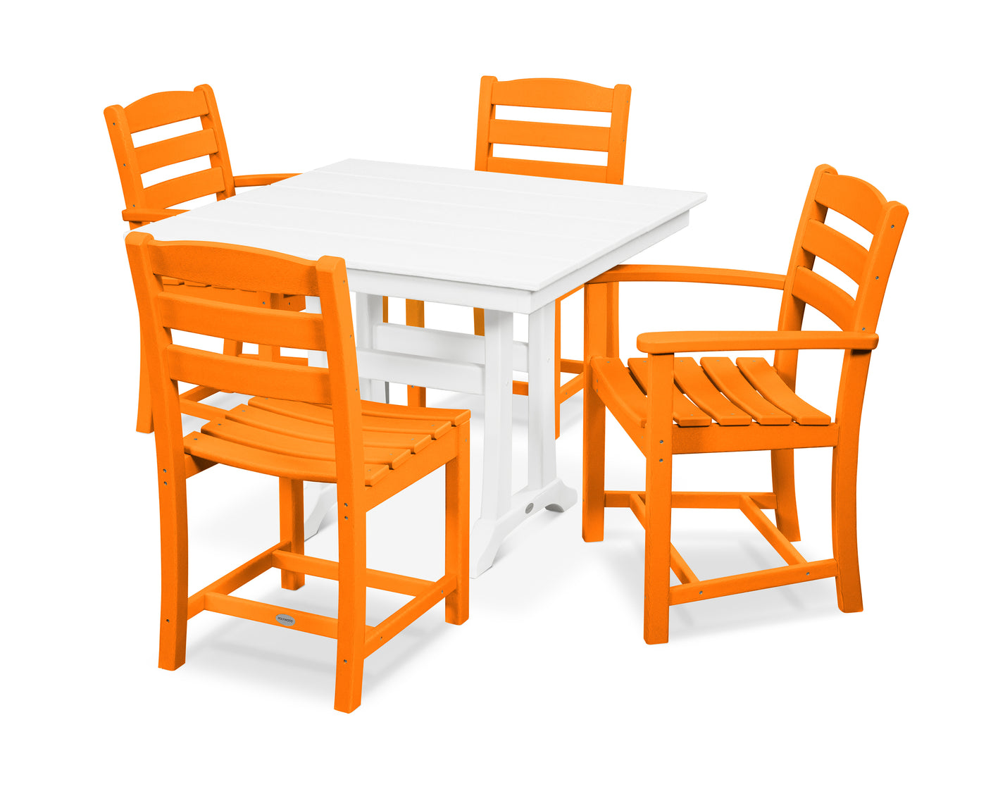 La Casa CafŽ 5-Piece Farmhouse Dining Set with Trestle Legs