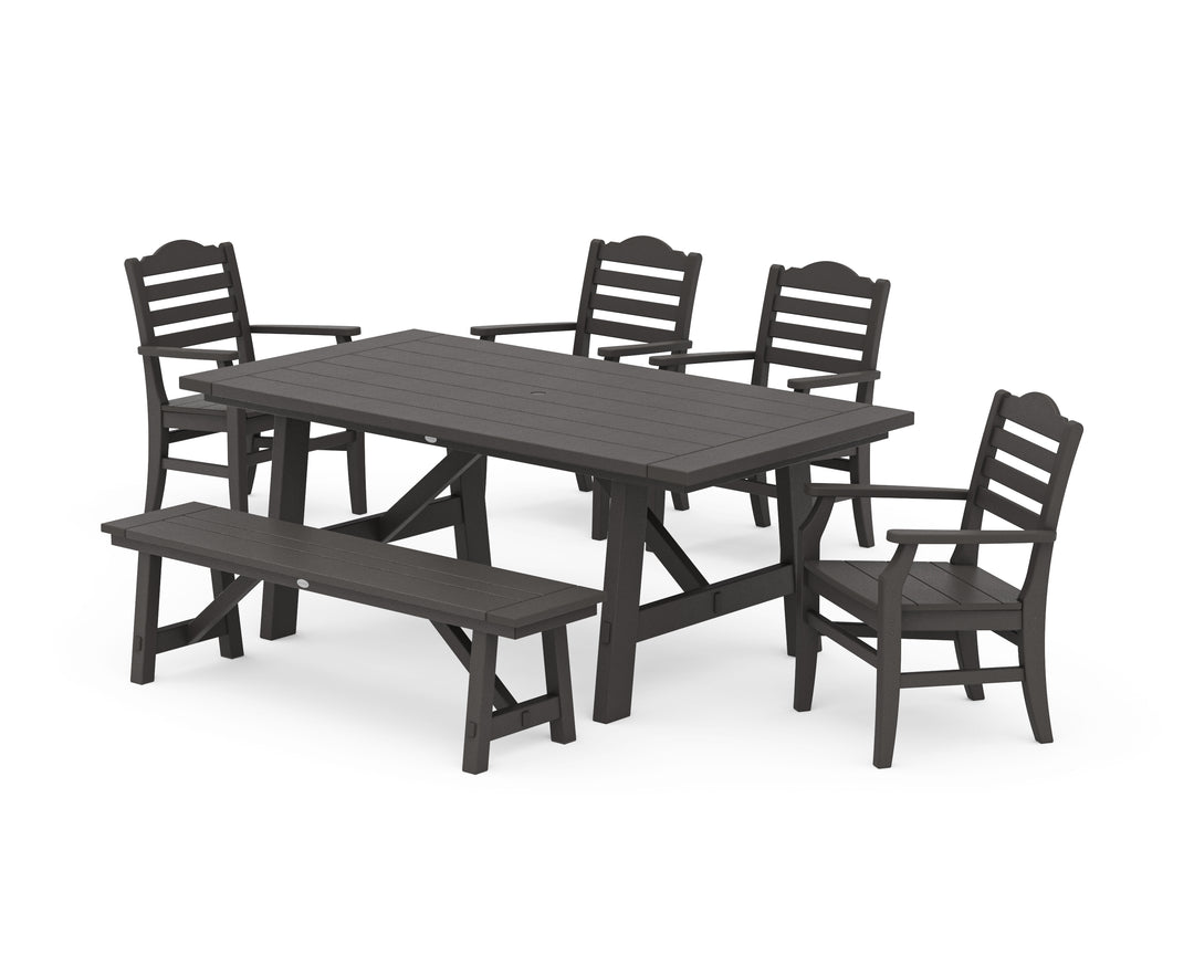 POLYWOOD® Savannah 6-Piece Rustic Farmhouse Dining Set with Bench