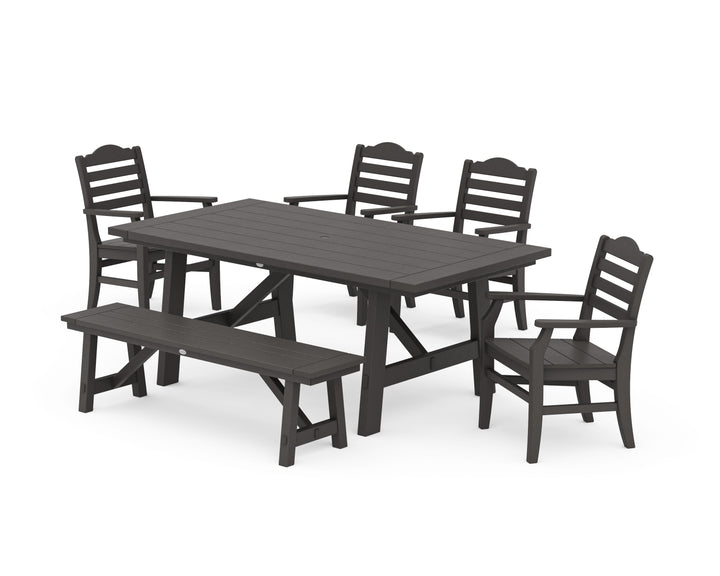 POLYWOOD® Savannah 6-Piece Rustic Farmhouse Dining Set with Bench
