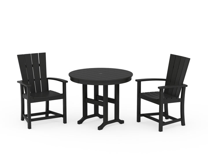 POLYWOOD® Quattro 3-Piece Round Farmhouse Dining Set